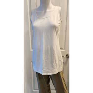 Soma Live Lounge Wear Knit Tank White Pima Cotton Sz M EUC